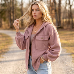 Veste rose à capuche zippée avec cordon de serrage