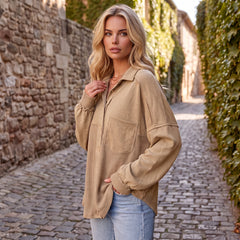 Veste beige ample en patchwork texturé à délavage minéral