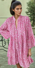 Mini-robe rose vif imprimée léopard *
