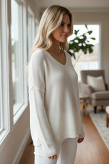 ✨ Nuage d’Hiver – Pull oversize col V douceur mohair