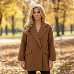 Veste à double boutonnage couleur camel