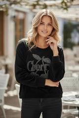 🍒 Sweat Cherry Détail Léopard Noir