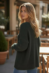 Pull à col V doux et chaud Vert Kaki foncé