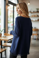 Pull oversize à encolure en V bleu