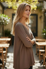 Pull oversize à encolure en V Marron