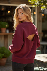 Sweat col rond à manches longues bordeaux