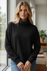 Pull noir à col roulé noir