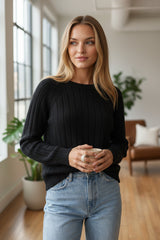 Pull à col rond noir