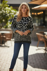 Pull à imprimé animalier graphique