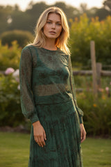 Ensemble deux pièces : haut manches longues + jupe longue Vert