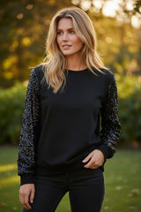 Sweatshirt noir à manches longues