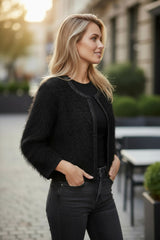 Veste à manches longues effet texturé ✨ Élégance Texturée