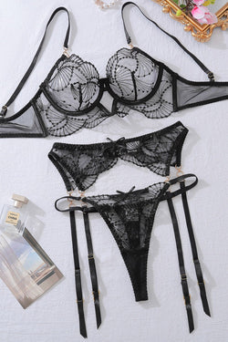 💖 Envolving passion: set of black lace lingerie💖