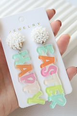 Boucles d'oreilles pendantes JOYEUSES PÂQUES colorées roses-A WOMAN WE LOVE