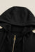 Black hooded sweatshirt with zipper and apparent seams