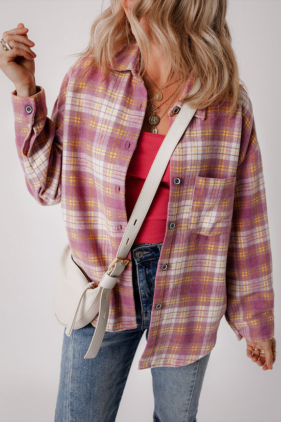 Long sleeve jacket and pink Scottish print pocket