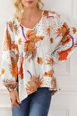 Chemisier babydoll multicolore à imprimé floral et col en V-A WOMAN WE LOVE