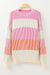 Pink pink sweater with textured knitting bubbles color block *