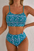 Ensemble de bikini mignon smocké à imprimé floral bleu