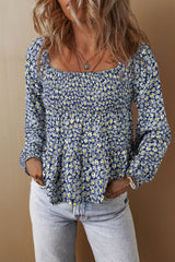 Chemisier bleu bohème imprimé floral *-A WOMAN WE LOVE