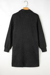 Black right-down mini-darling in jacquard with zipper on a quarter