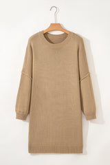 Robe pull beige oversize à coutures apparentes