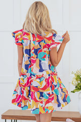 Mini-ruffle and floating sleeves *