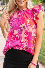 Blouse à col volanté et  roses-A WOMAN WE LOVE