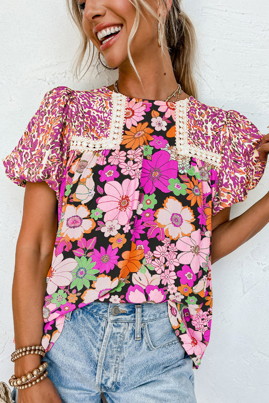 Blusa de impresión floral mixta *