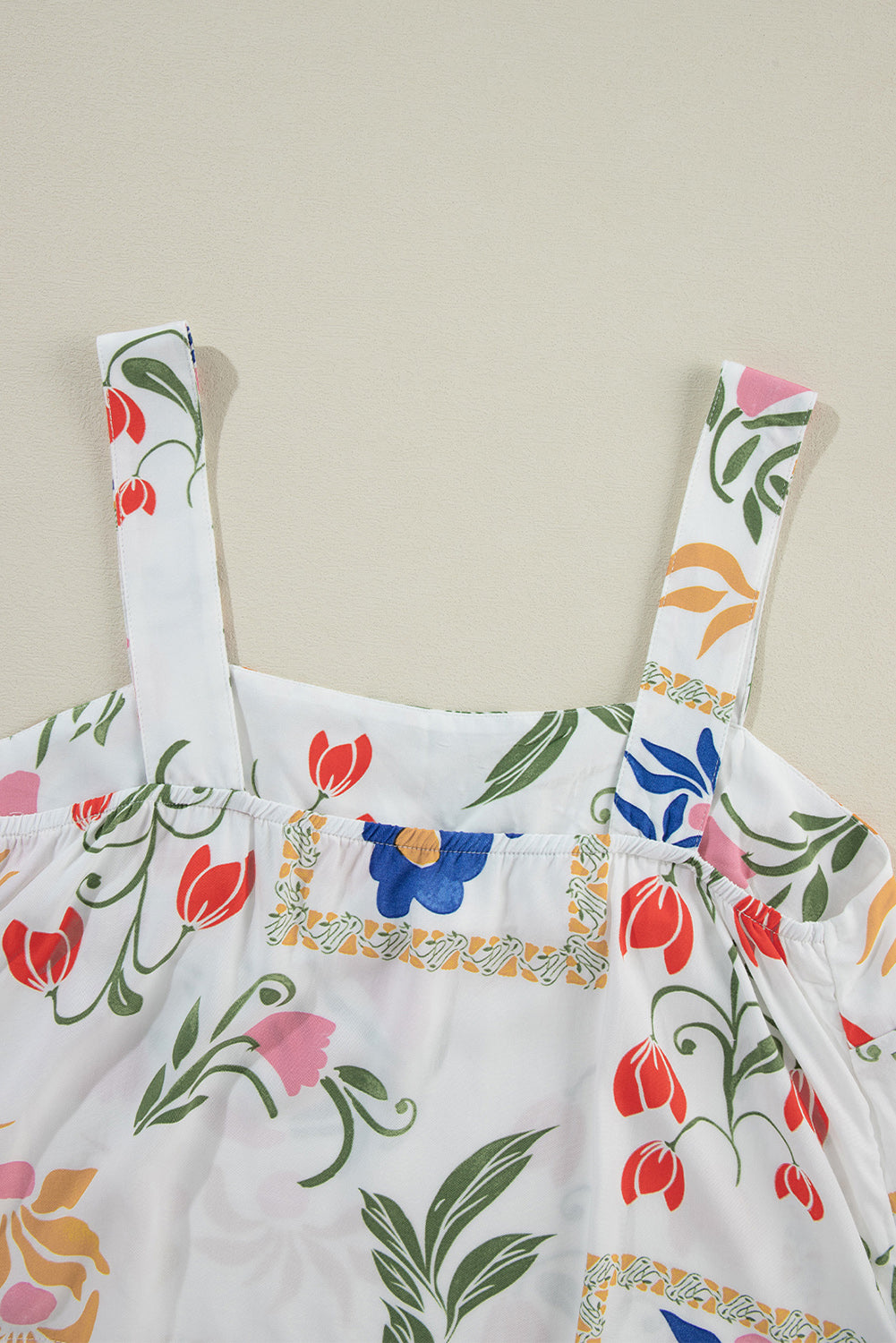 Ensemble débardeur à col carré imprimé coloré blanc et pantalon large-A WOMAN WE LOVE