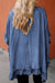 Amplio Kimono abierto en Twilight Blue Chambray con dobladillo con volantes y media conducción