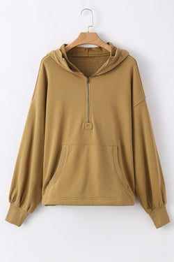 Sweat with slumped brown oversized hooded with kangaroo pocket and semi-ferms lightning