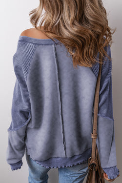 Raglan sleeve patchwork sweatshirt *