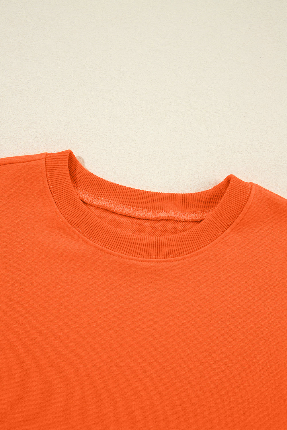 Sweat-shirt orange uni classique à col rond