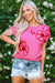 Bright Pink Corded Flower Embroidery Short Sleeve Knitwear Top-A WOMAN WE LOVE