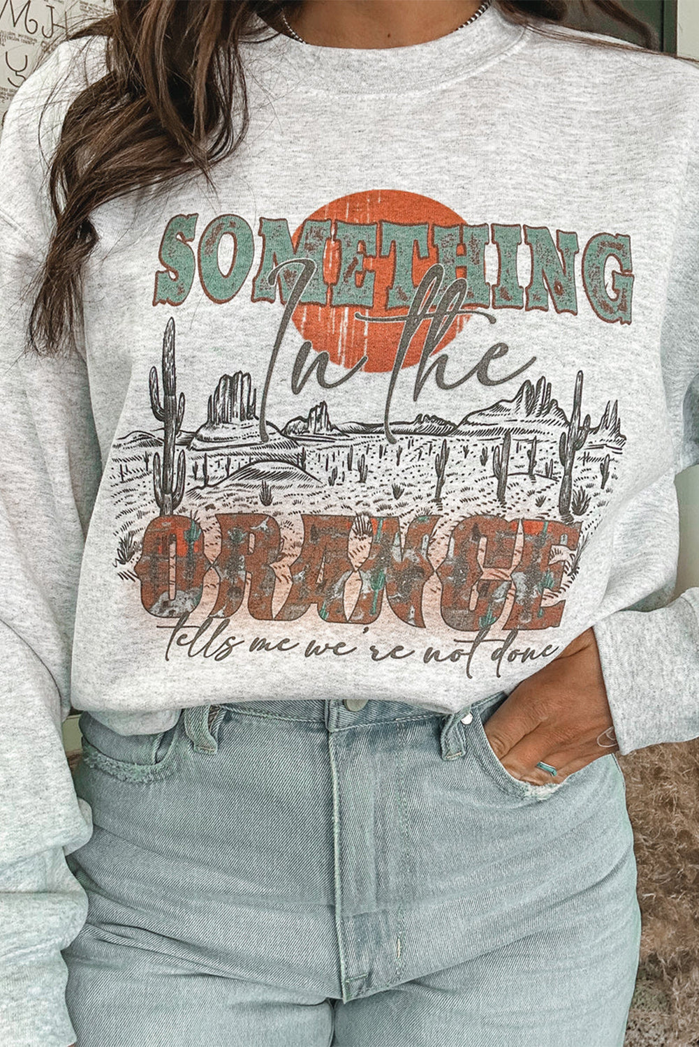 SOMETHING ORANGE Grey Casual Sweatshirt