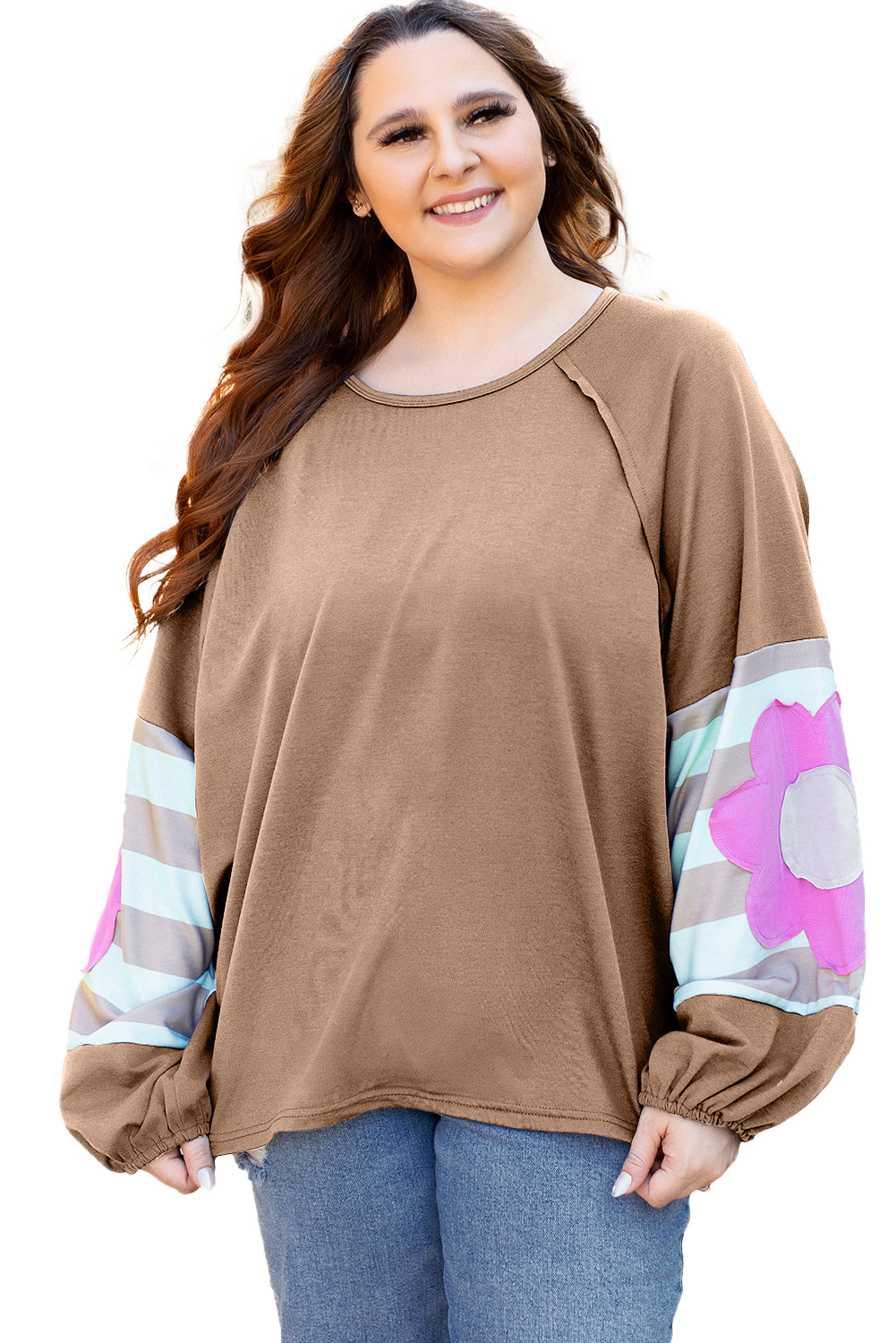 Haut oversize Dune Flower Patchwork à manches raglan et coutures apparentes