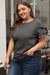 Plus Size Dark Grey Short Sleeve Ruffle Top