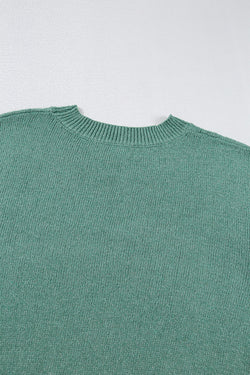 Green drop shoulder sweater with star pattern