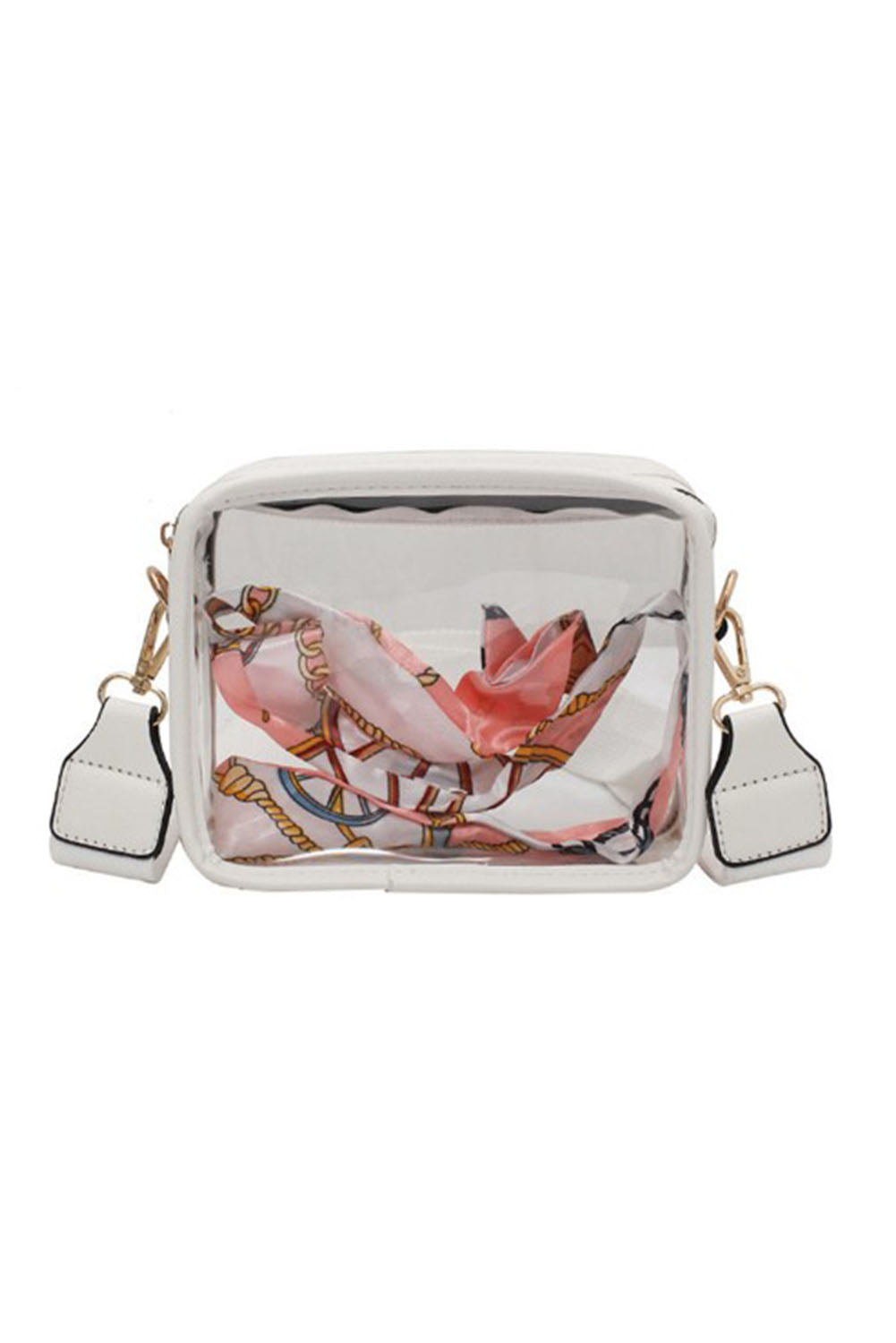 White transparent pvc leather shoulder bag