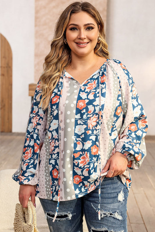 Camicetta multicolore plus size di stampa miscelata