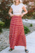 Long skirt with several levels with floral print bohemian vintage pink