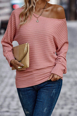 Old Pink Textured Knit Long Sleeve Top