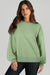 Solid Smoke Green Crew Neck Sweatshirt with High Low Hem