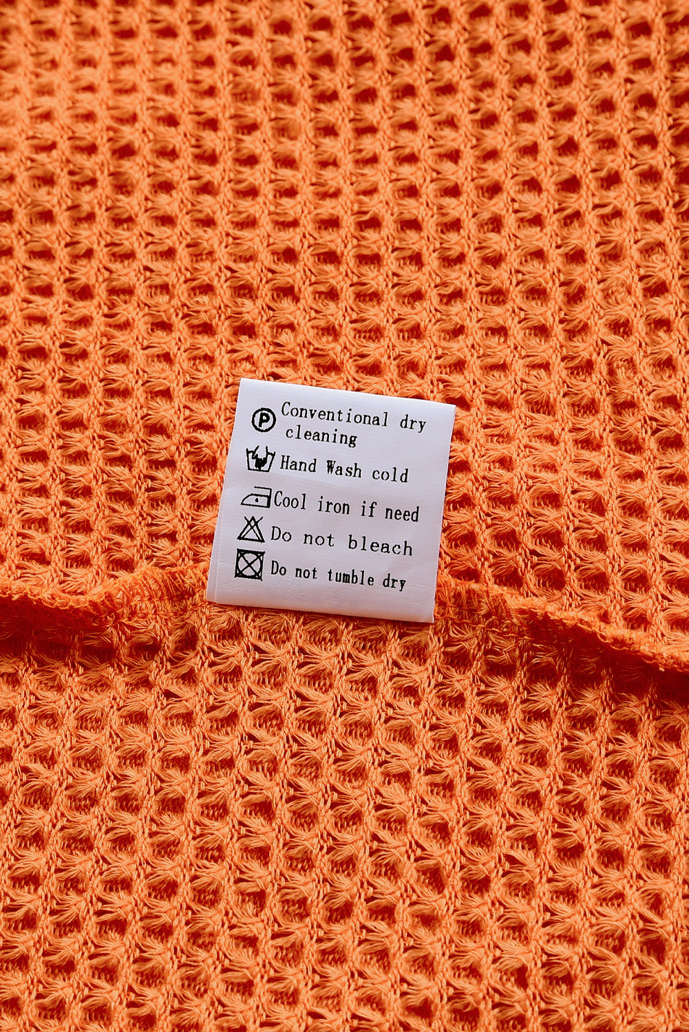 Orange Leopard Colorblock Waffel Strickdeckel