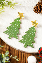 Boucles d'oreilles pendantes de Noël à imprimé pois verts-A WOMAN WE LOVE