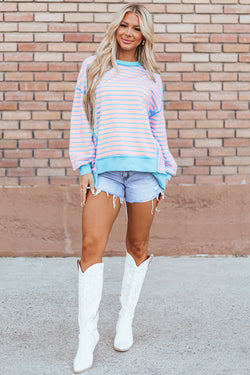 High-lower tunic-tunic sweatshirt with contrasting stripes *