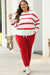 Red Striped Drop Shoulder Sweater and Jogger Pants Set