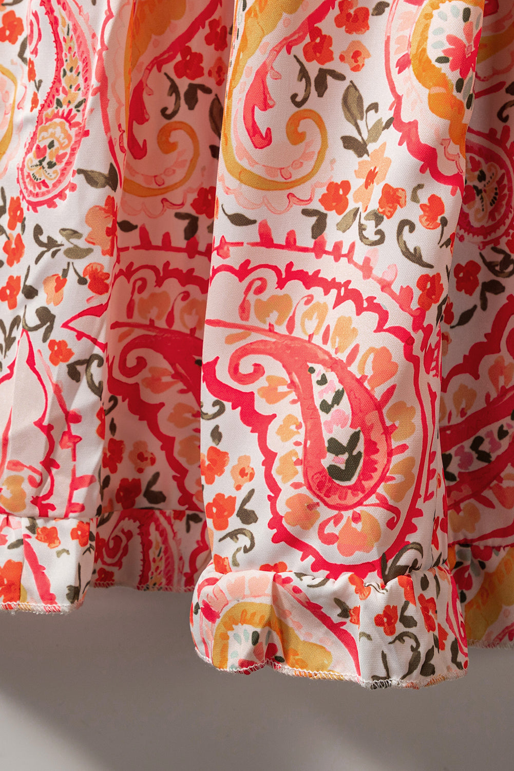 Orange Boho Holiday Paisley Print à manches longues à manches longues