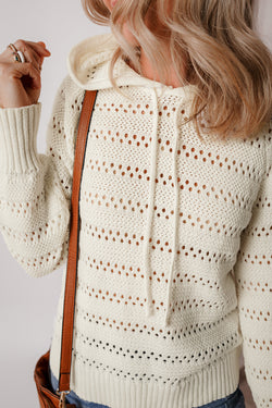 White hooding sweater in ruglan stitching knitted knit